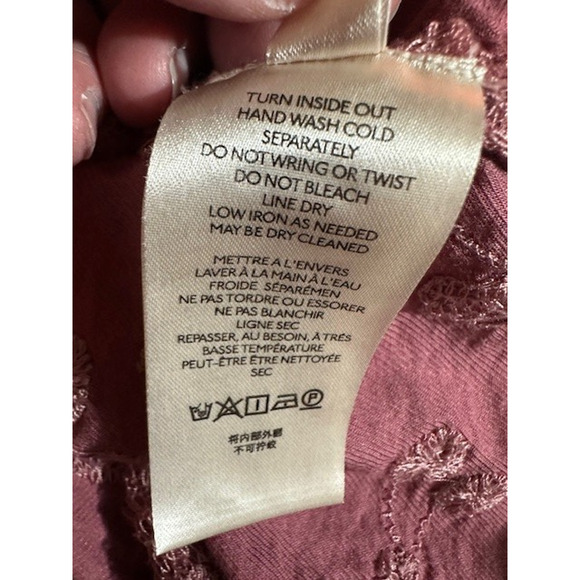 Anthropologie Pilcro Jolie Pintuck Blouse In Mauve Pink Embroidery Boho XL - Picture 9 of 14